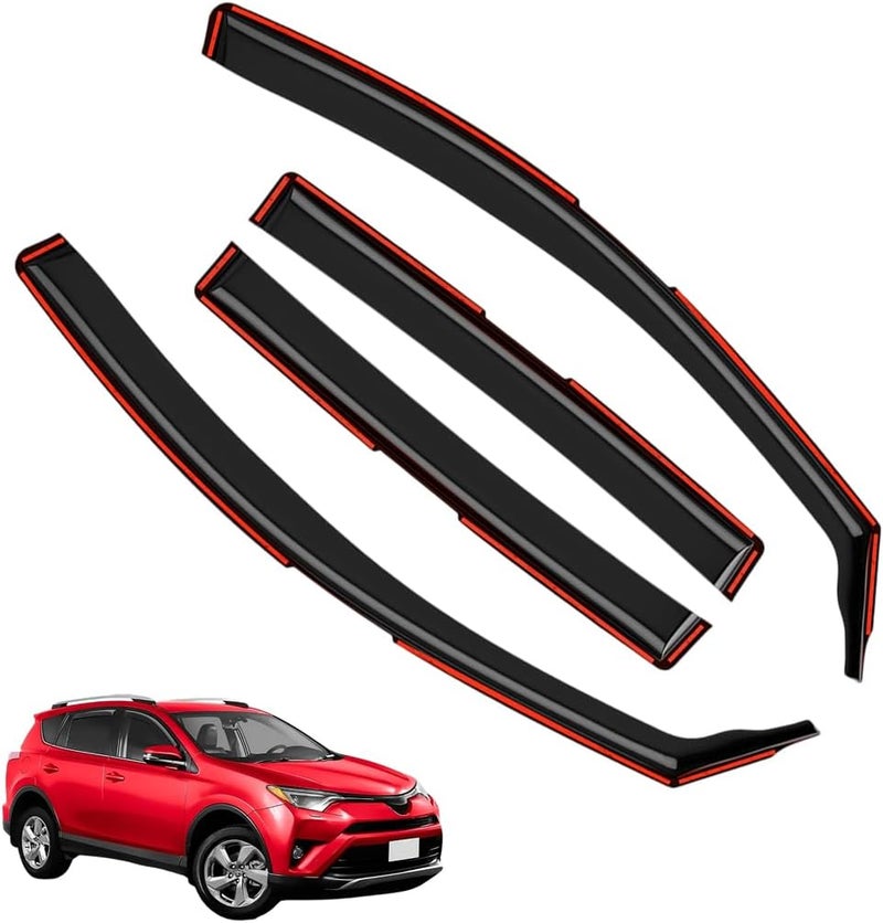 LONGKEES in-Channel Window Visors Rain Guards FIT Toyota RAV4 2020-2025 (2020-2025) – 4-Piece in-Channel Dark-Smoke Polycarbonate Vent Deflectors - Image 1